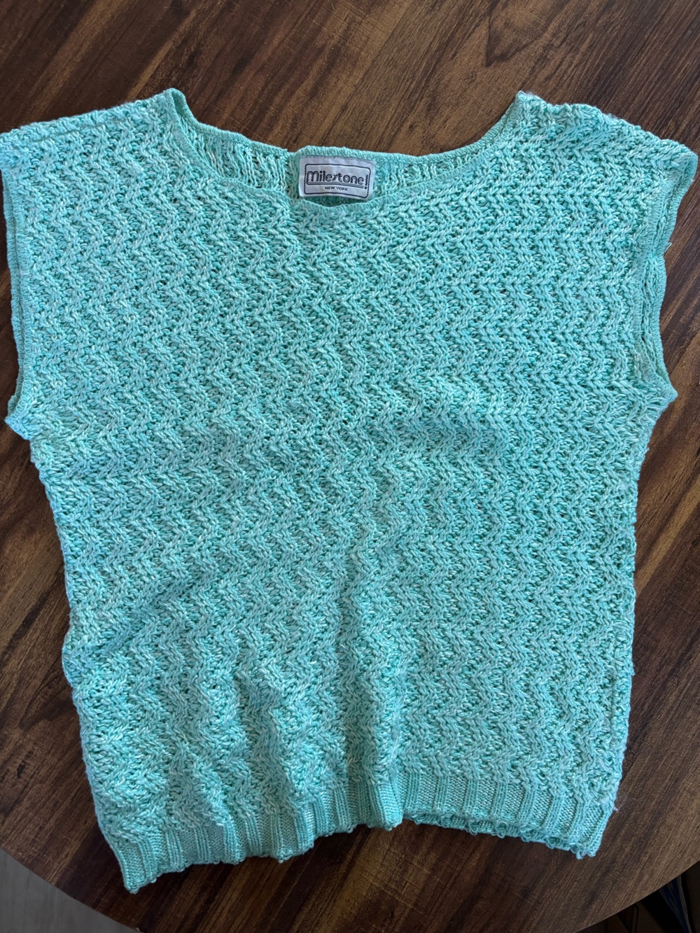 Milestone Women's Mint Crochet Knit Scoop Neck Sweater